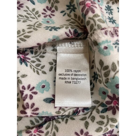 Sonoma Womens Floral Tunic Blouse Small Rayon VNeck 3/4 Sleeve Cottagecore - Picture 4 of 10